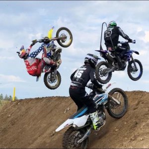 Off road tires for touring bikes riders on a jump
